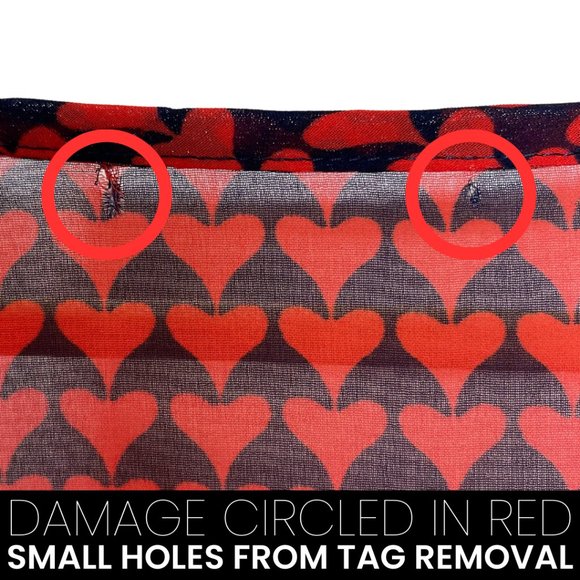 PLEIONE | Sheer Red and Blue Heart Print Blouse with 3/4 Sleeves | Size L - Picture 6 of 7